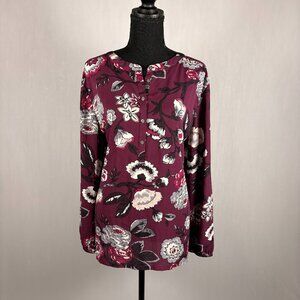 LOFT  Long Sleeve Floral Blouse | XL